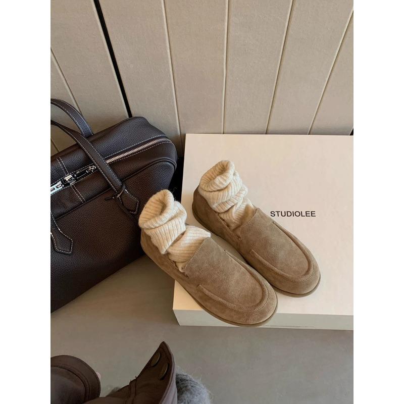 Sheepskin version minimalist flat bottom one pedal lazy plush shoes casual versatile comfortable and lightweight