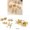 Geometric Titanium Steel Earrings For Women Unique Asymmetrical Studs Jewelry