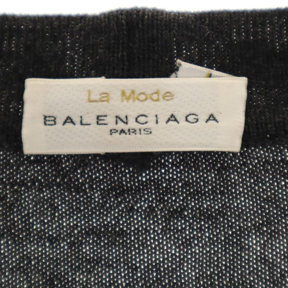 Balenciaga 90. léta Vyrobeno v Itálii Starý Pletený kardigan s dlouhým rukávem a výstřihem do V Copánkový Dámský Použitý