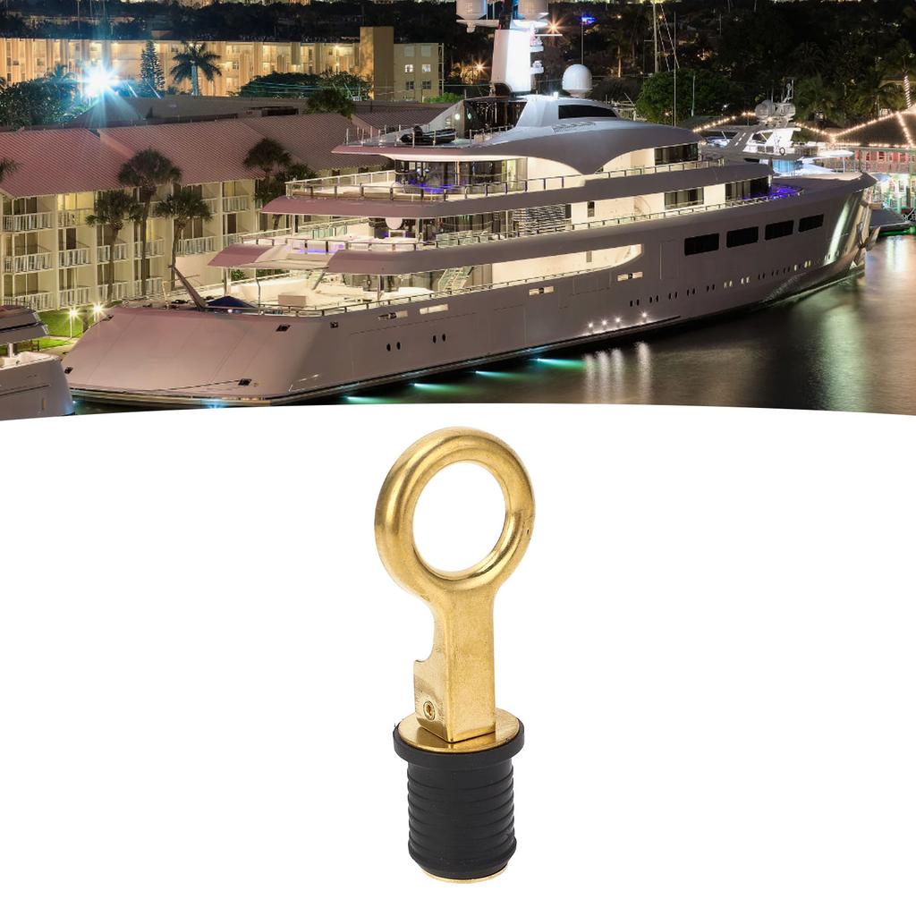 2Pcs Screw Type Compression Drain Plug Excellent Sealing Oxidation Resistant Rubber Brass Boat Drain Plug for Marine Yacht