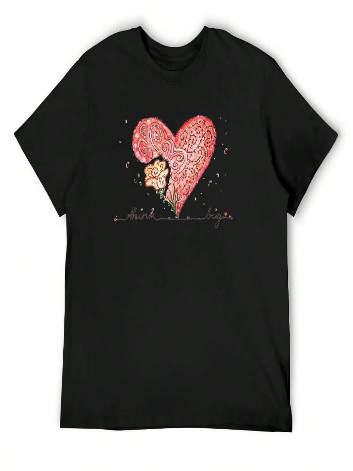 Think Big - Heart Rose T-Shirt Anime Stuff Funny Meme T-Shirts Custom Shirt Graphic T Shirt Vintage unisex Graphic T Shirts S разноцветный