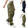 Dámské elastické cargo kalhoty s vysokým pasem, strečové, ležérní, se širokými nohavicemi, streetwear, parašutistické, turistické kalhoty s kapsami