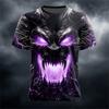 2025 New Men's Summer Round-neck T-shirt Outdoor Loose and Casual Short-sleeved Retro Men's Scary Ghost Face Print T-shirt
