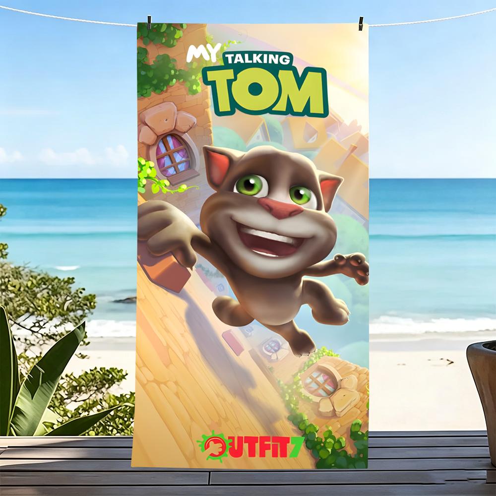 Asciugamano T-Talking Tom & Friends in Microfibra, Asciugatura Rapida, Senza Sabbia, Fibra Ultrafine, Super Morbido.