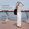 Xiangying Women's High-Waist Drape Wool-Blend Straight-Leg Pants