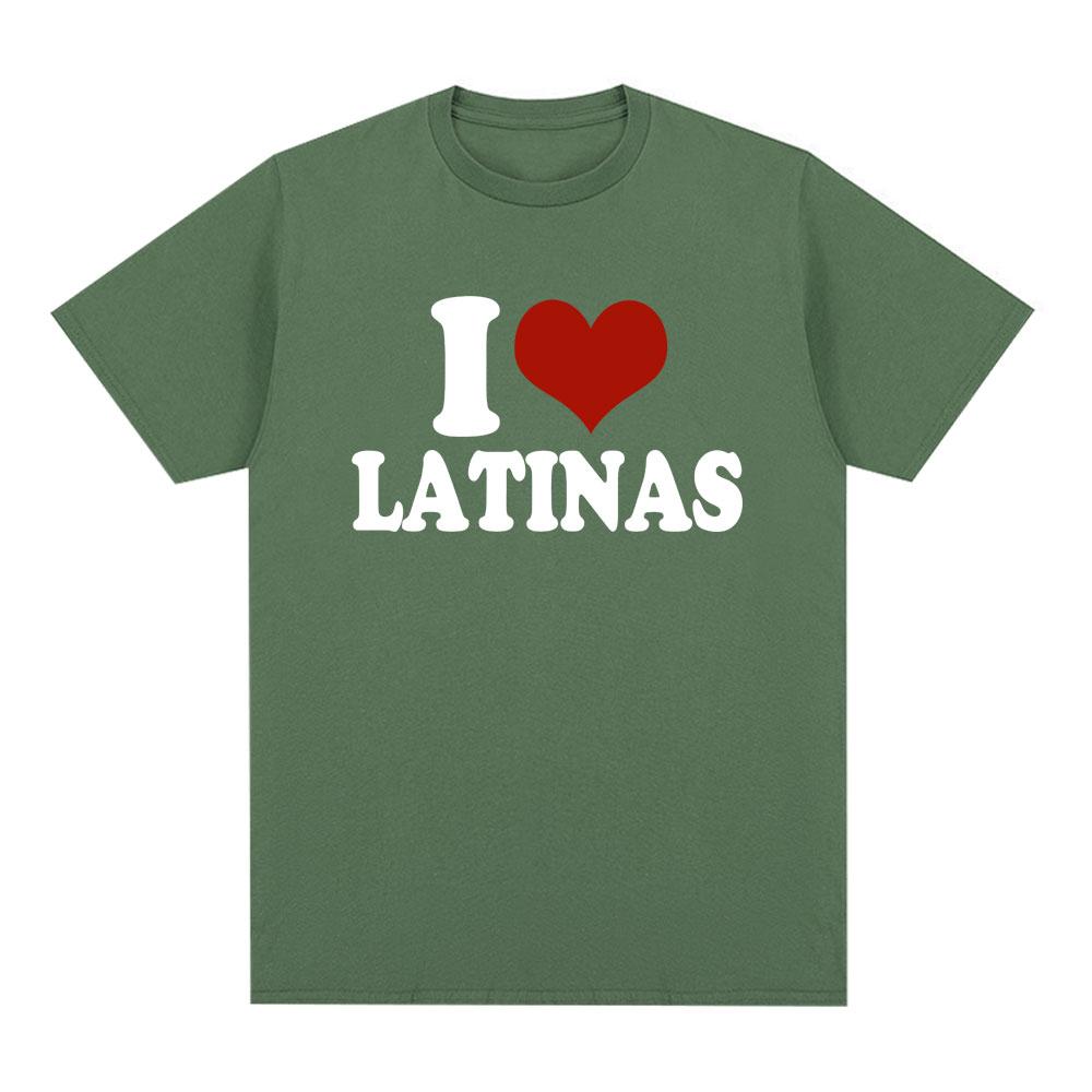 Funny Red Heart Love Latina I Love Latinas Tshirt Unisex Women Clothing Fashion Hip Hop Tshirts Cotton Loose T Shirts Streetwear