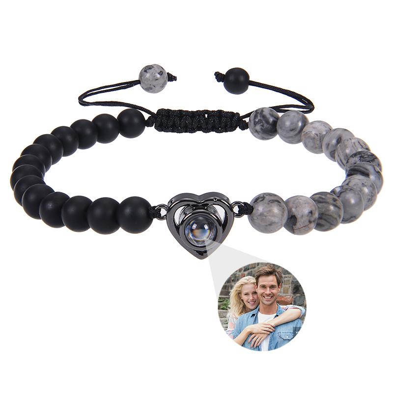 

Браслет з проекцією фото з натурального каменю Браслети Персоналізований браслет з проекцією фото Пам ять для пари Подарунок Template A&Stainless Steel