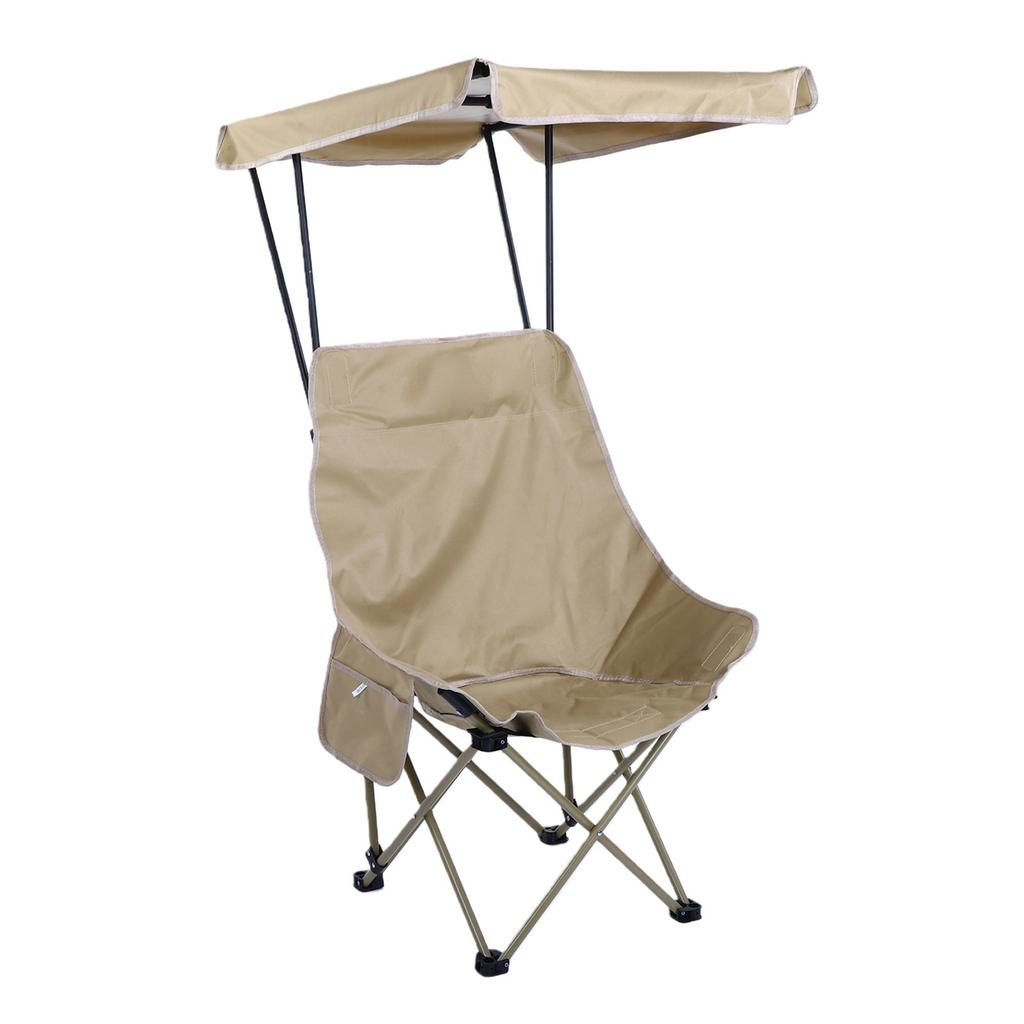 Sedia Pieghevole Portatile con Tettoia Leggera Schienale Alto per Pesca Campeggio Spiaggia