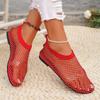 Sandali estivi con punta tonda, stivali corti con diamanti in rete cava - Scarpe basse, sexy, di grandi dimensioni
