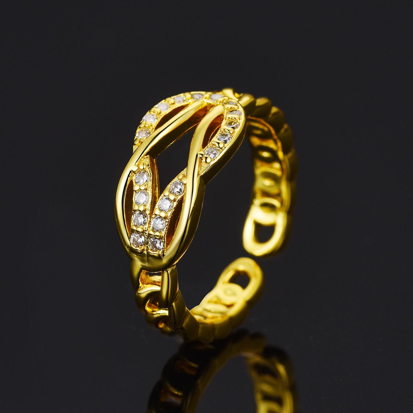 Women s Double-Layer Horseshoe Buckle Adjustable Ring - High-End Fashion золотой