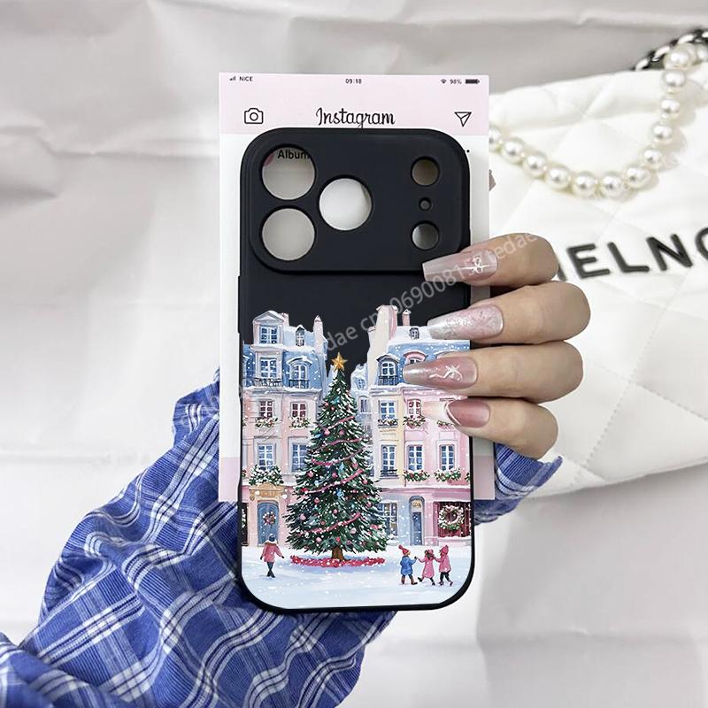 Christmas Decoration 2026 Phone Case for IPhone 17 16 Pro 15 Max 14Plus 13 12 11 13 12 7 8 Plus Suqare Silcone Soft Cover Capa