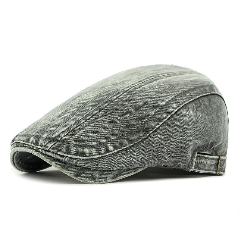 Spring Summer Cotton Denim Beret Men's British Peaked Cap Retro Progressive Cap