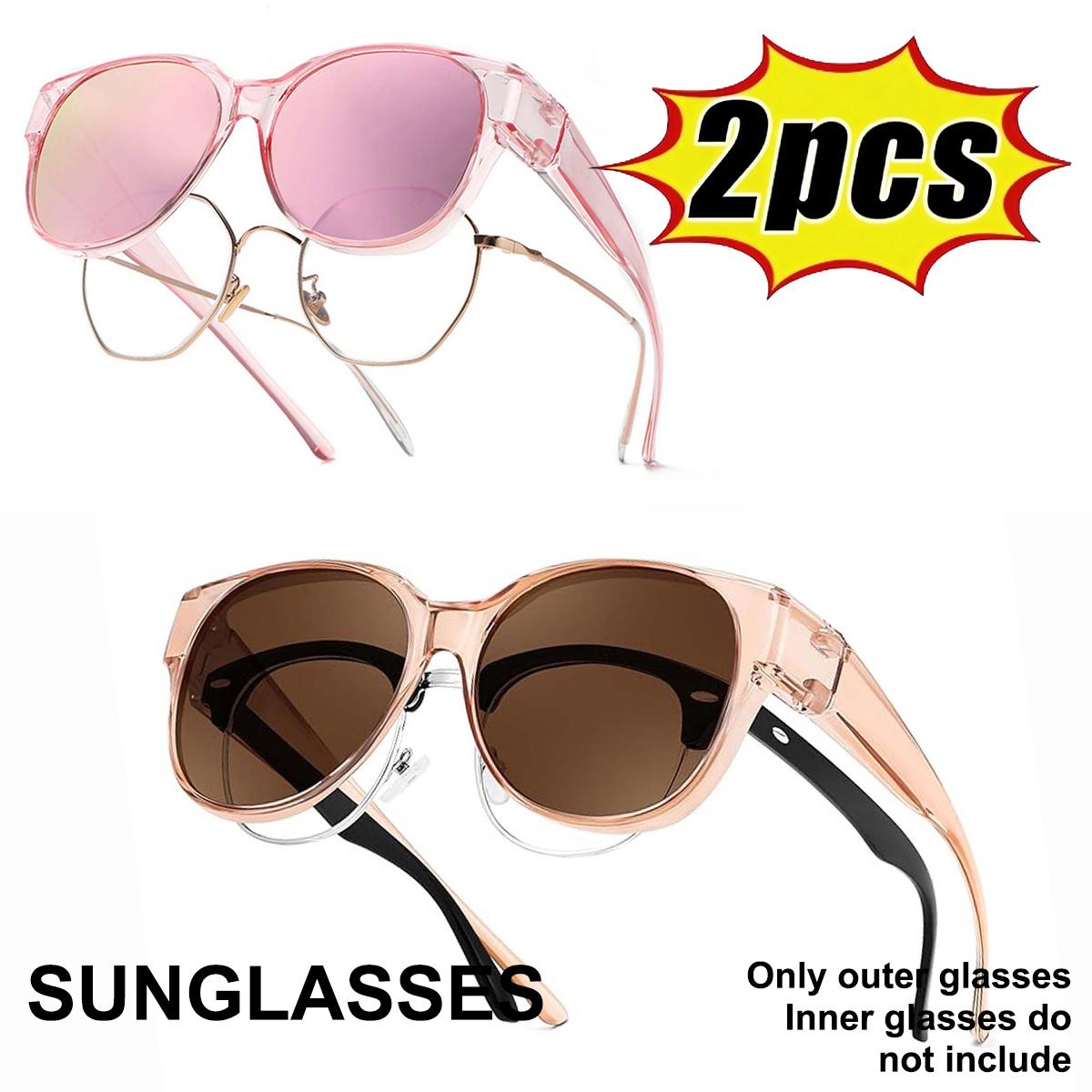 Fit Over Glasses Sunglasses for Women Polarized,UV Protection, Trendy Sunglasses Wear Over Glasses T03 2pack