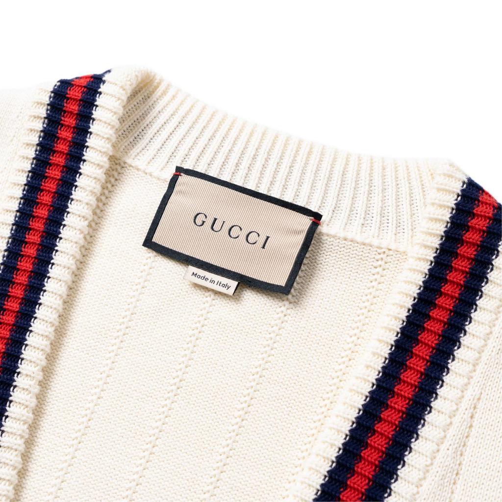 Gucci Gg Logo Patch Embroidered Knit Cardigan 654984-XKBUR-9182