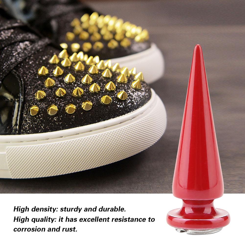 10 Pcs Metal Spike Rivets and Studs Screw Back for DIY Leather Craft (Red)