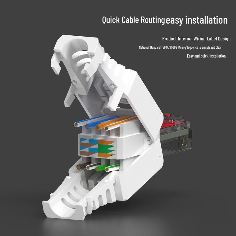 Category 6 Tool-Free Gigabit RJ45 Network Cable Connector - Cat5e/6, No Punching Required