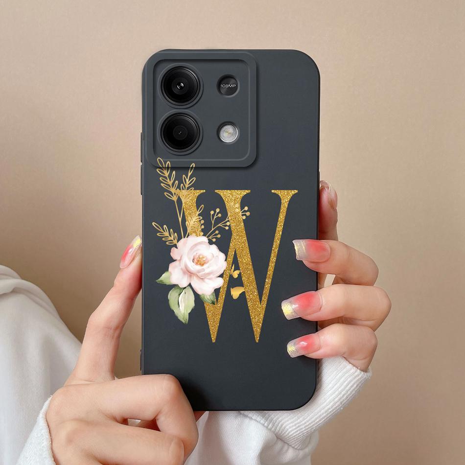 Phone Case For Redmi Note 13 Pro 4G 5G Elegant Letter Soft Liquid Silicone Full Coverage Protector For Redmi Note13 13Pro Fundas