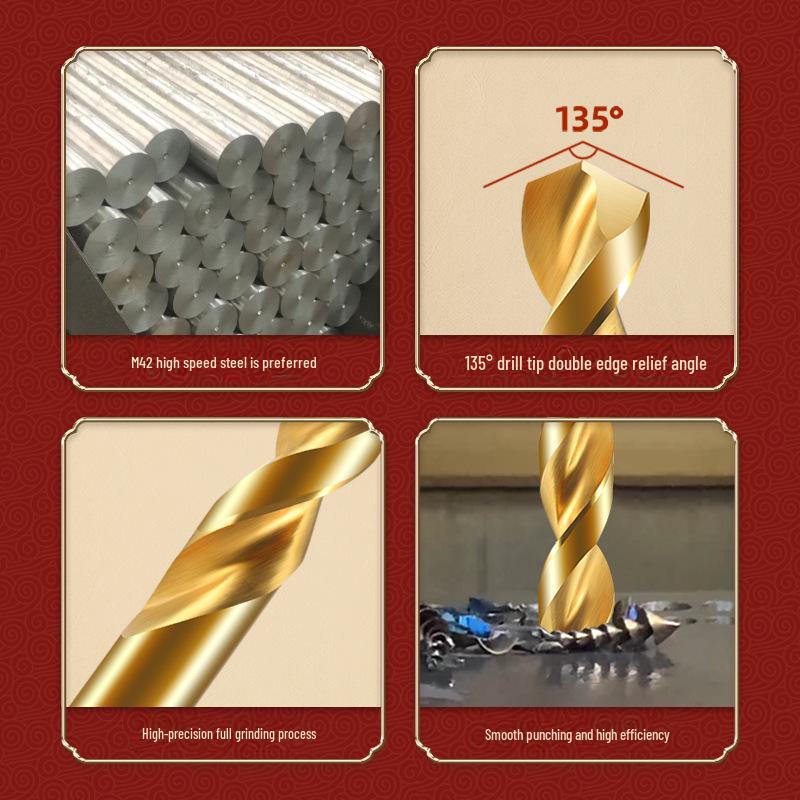 Tiangong M42 Titanium-Plated 8% Cobalt Twist Drill Bit for 304 Stainless Steel