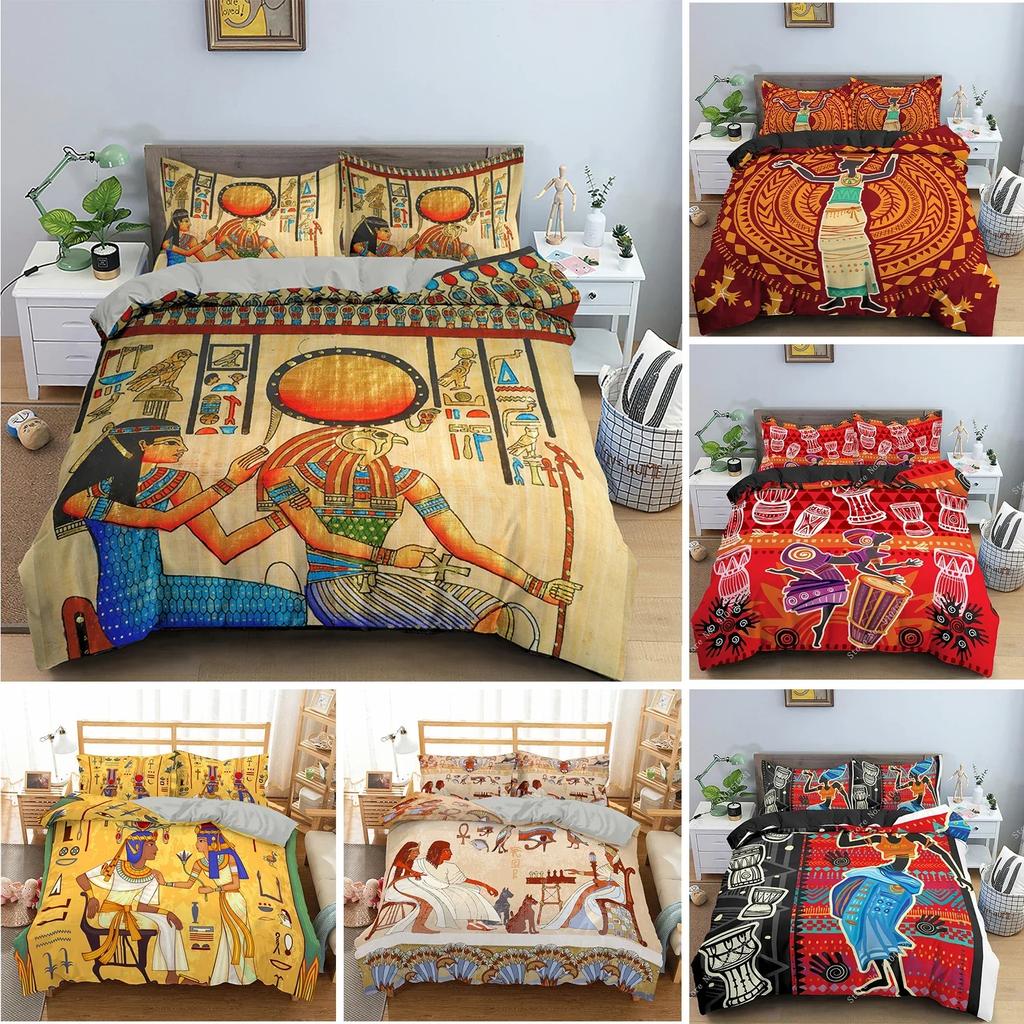 Ägyptisch Altes Ägypten Stamm Bequeme Bettdecke Bettbezug Kissenbezug Bettwäscheset Kinder Schlafzimmer Dekoration Heimtextil