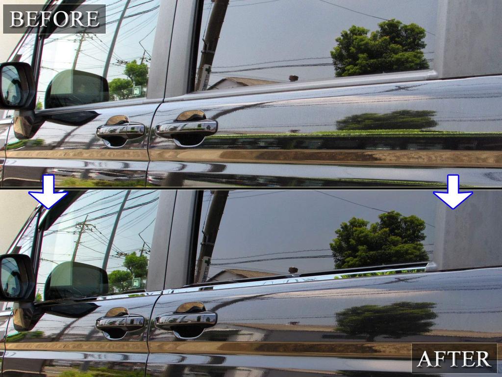 BRIGHTZ Finish Stainless Steel Black Plated Window Moulds for Toyota Step Wagon Spada Fits and 6 Ultra-Mirror (4-Piece Set) RK5/RK6 (Win-BLA-053) -