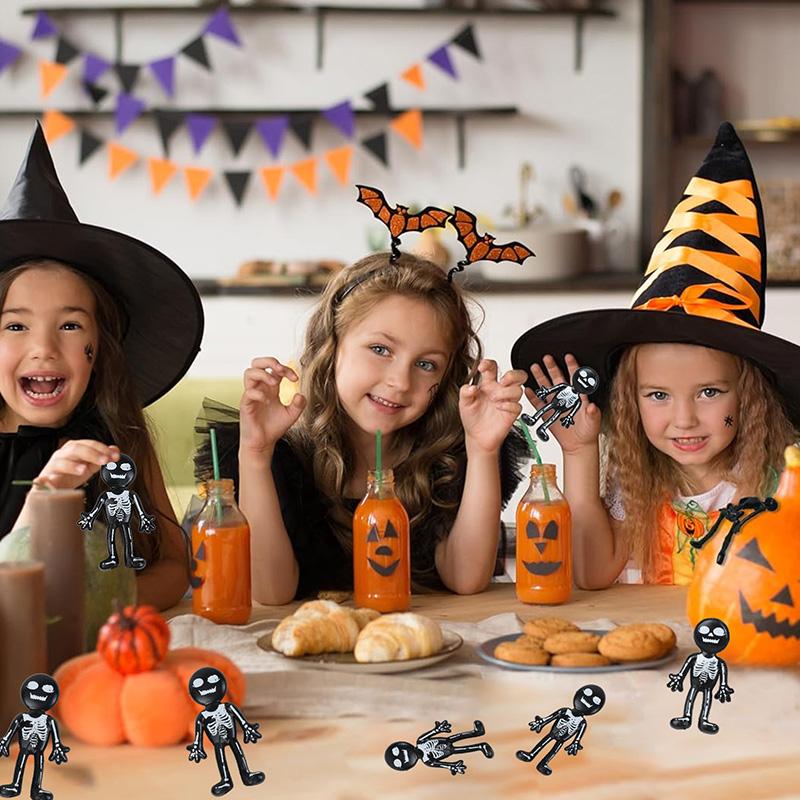 10/30Pcs Scary Halloween Stretchable Skull Skeleton Anti Stress Toy for Kids Birthday Party Favors Halloween Party Pinata Filler