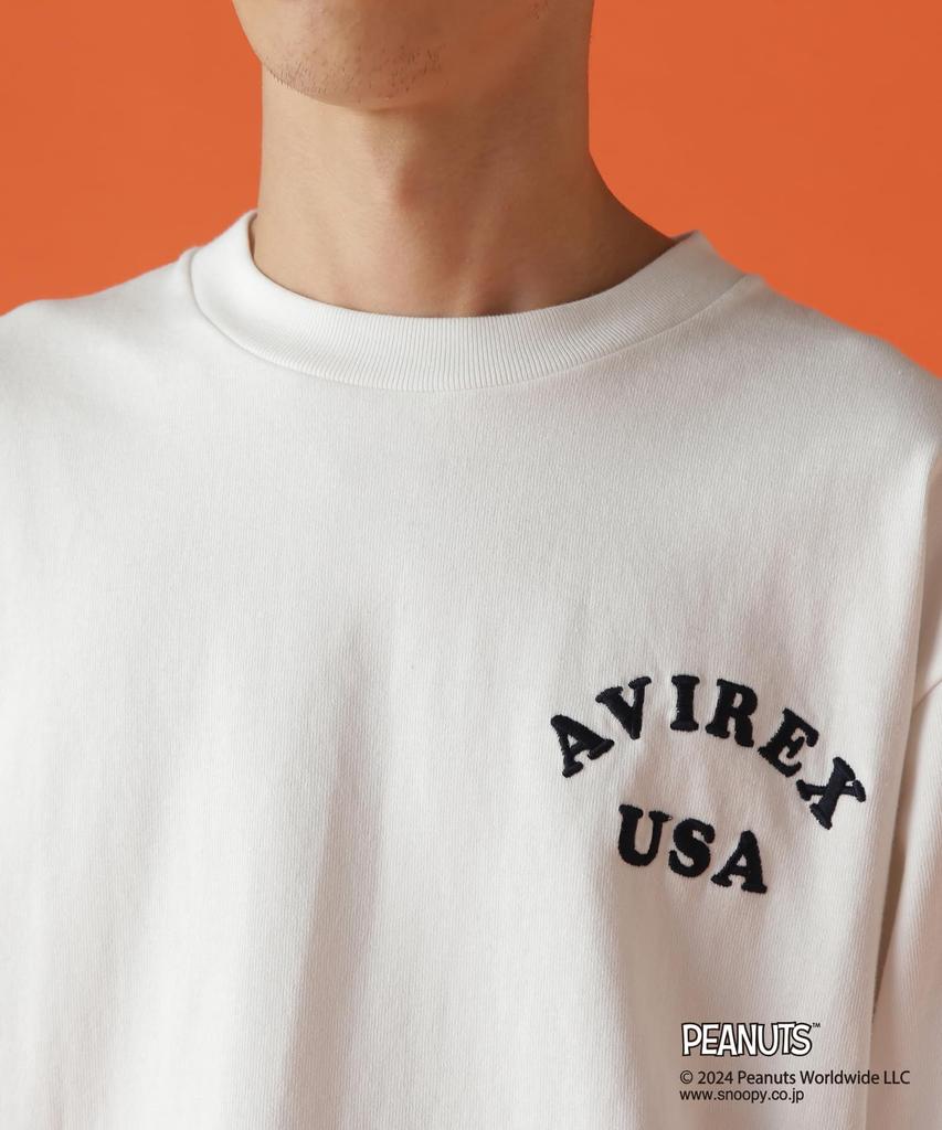 Avirex PEANUTS LONG SLEEVE FLYING Size T-SHIRT ACE, Men's, XL, 030, White, 783-4230035