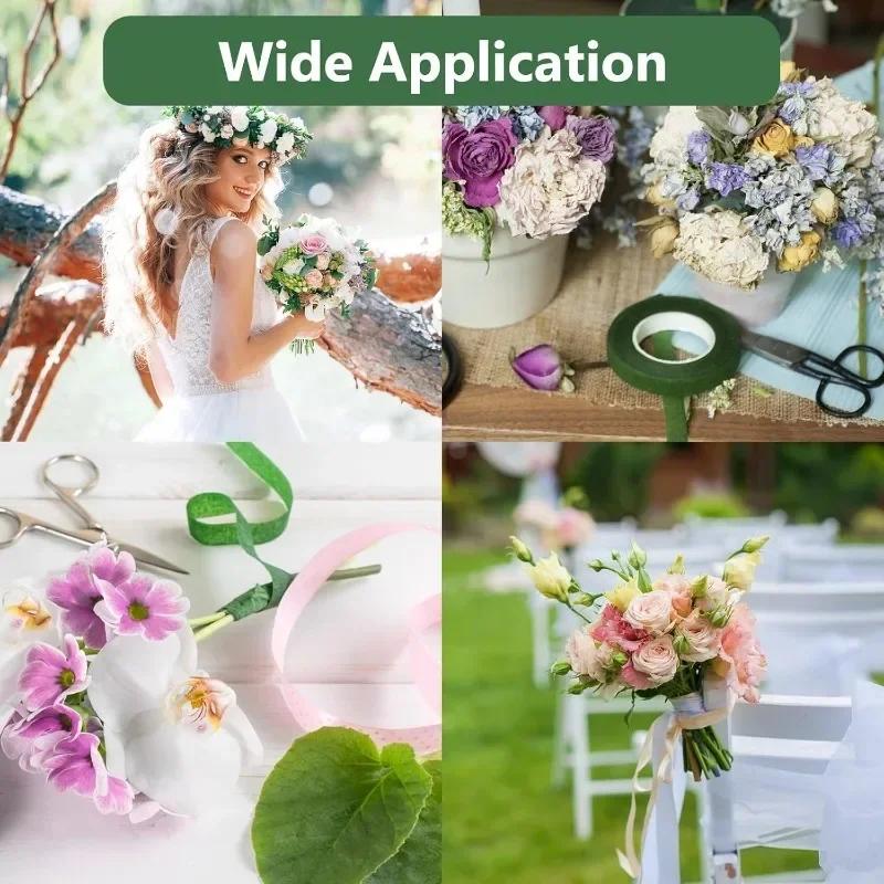 1/30Rolls Green Bouquet Floral Tapes Self-adhesive Stamen Wrapping Paper Tape DIY Flowers Decor For Florist Wedding Party Props