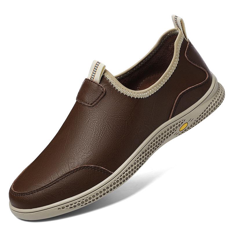 Autumn Men s Slip-On Korean Style Leather Loafers – Casual, Versatile Driving Shoes 38 коричневый