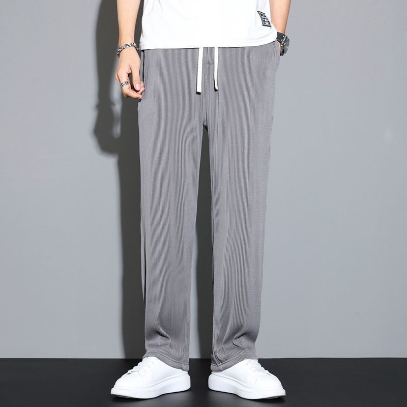 Sommerhose aus Eisseide für Herren, dünne, gerade Beinform, lockere, lässige Sporthose, schnelltrocknende Hose mit weitem Bein, Herrenhose