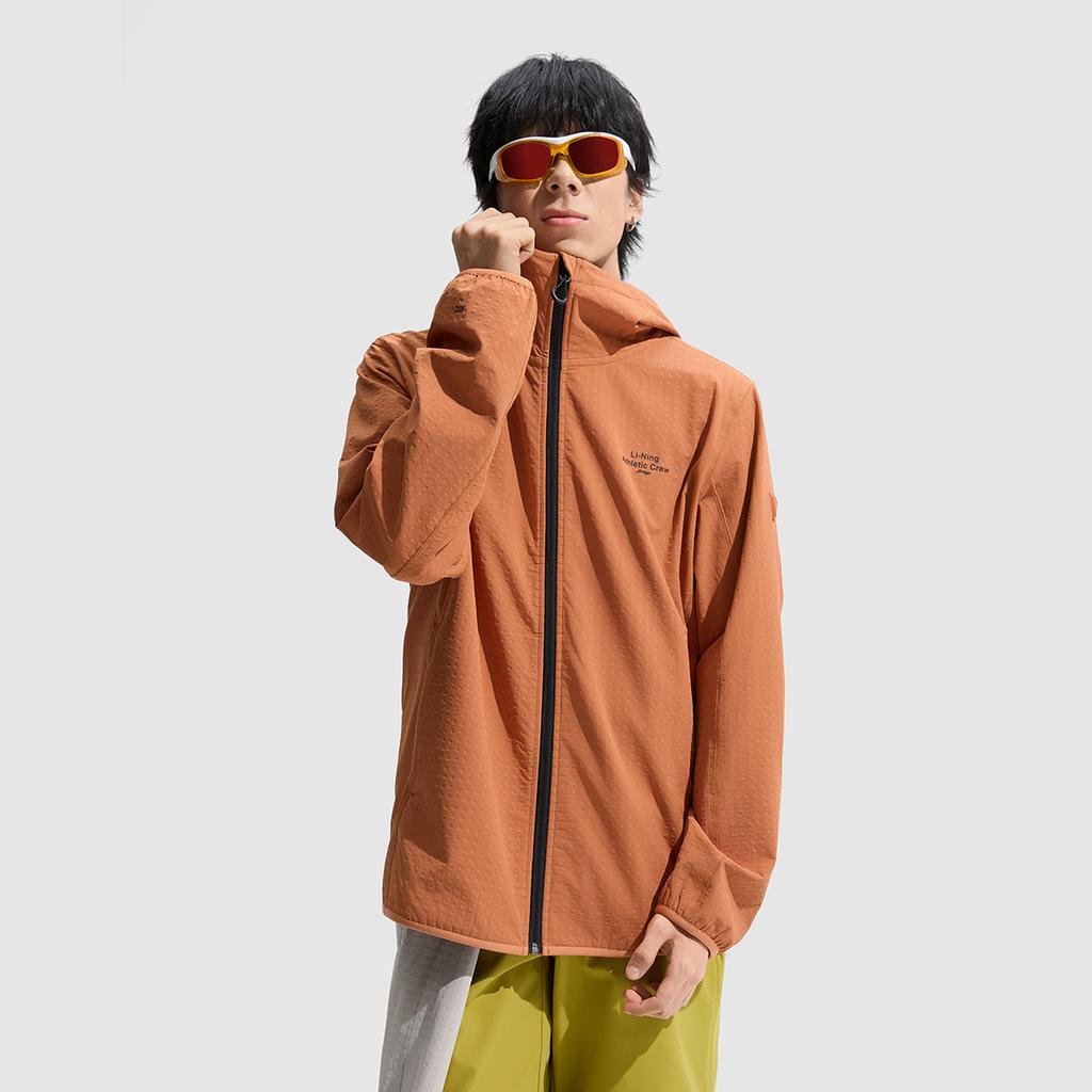 Li Ning Fitness Series Outdoor Cycling Camping Windproof Fleece Adaptive Temperature Control Warm Hooded Long Sleeve Windbreaker AFDU925-3