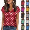 Blusas Femininas de Cetim Manga Curta Camisa com Decote V Looks Business Casual