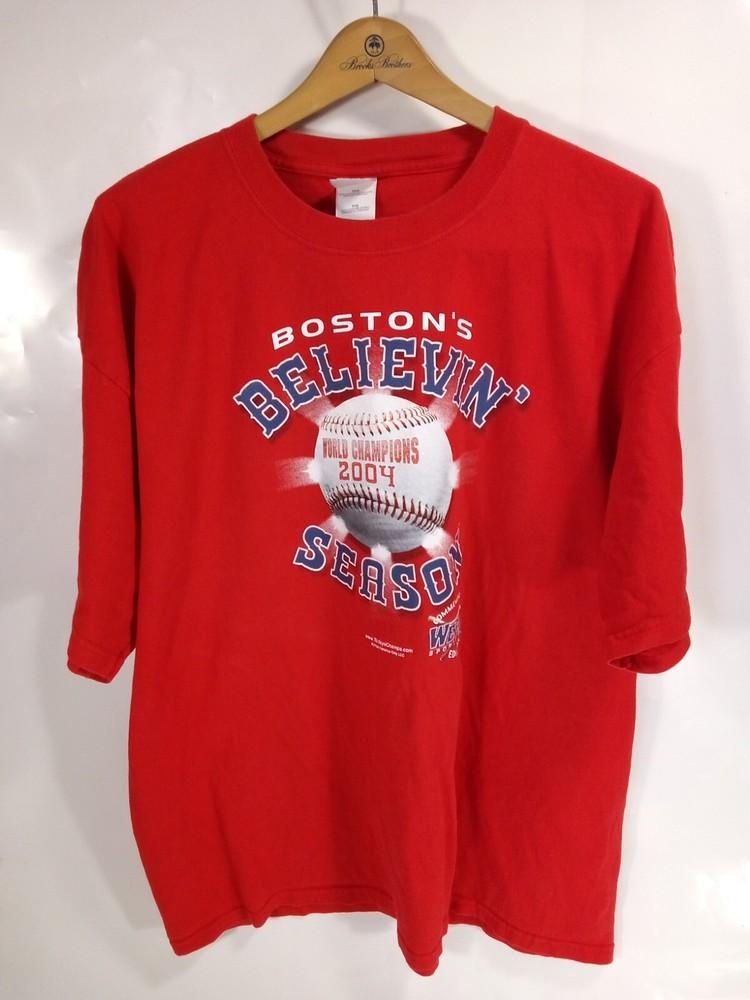 Boston Red Sox 2004 World Series Champions Believin' Season T-shirt Red Mens 2XL