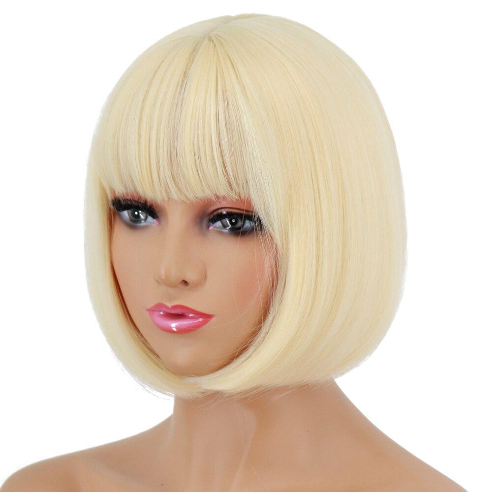 MERISIHAIR Short Straight Bob Synthetic Wigs with Bangs for Black Women Heat Resistant Wig for Cosplay Party Daily Hair