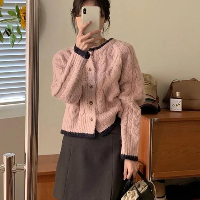 Svetr s copánky Kardigan Kabát Dámský Ležérní styl na podzim a zimu Šik pletenina Top s krátkým dlouhým rukávem