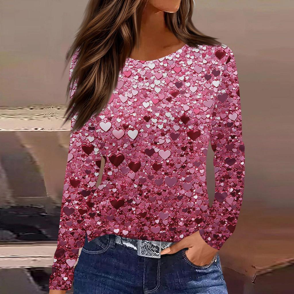 Dámská móda Ležérní Rozparek Lem s kulatým výstřihem Dlouhý rukáv Volný Tričko s potiskem Dámský Top