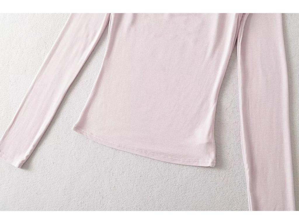 Women's Patchwork Lace Trim Slim Fit Long Sleeve T-Shirt for Spring/Autumn - Spicy Girl U-Neck Two-Piece Style