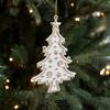 Elk Snowflake Pendant White Gold Christmas Hanging Ornament  Home Decoration
