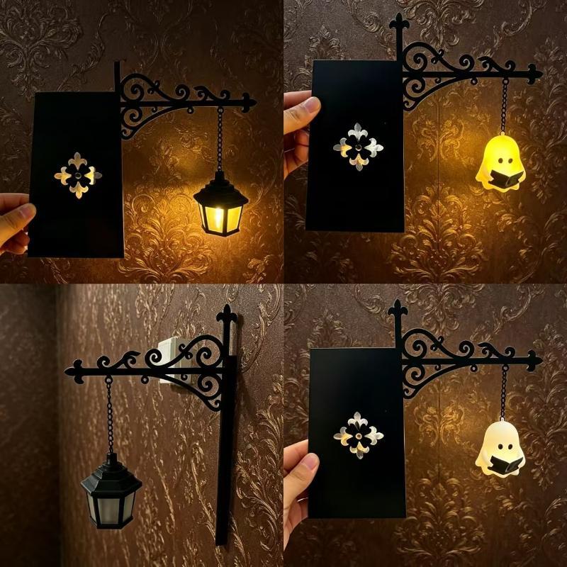 Vintage Gothic Metal Reading Lamp Led Night Light Ornament Book Decor Hanging Bookshelf Lamp For Study Home Library