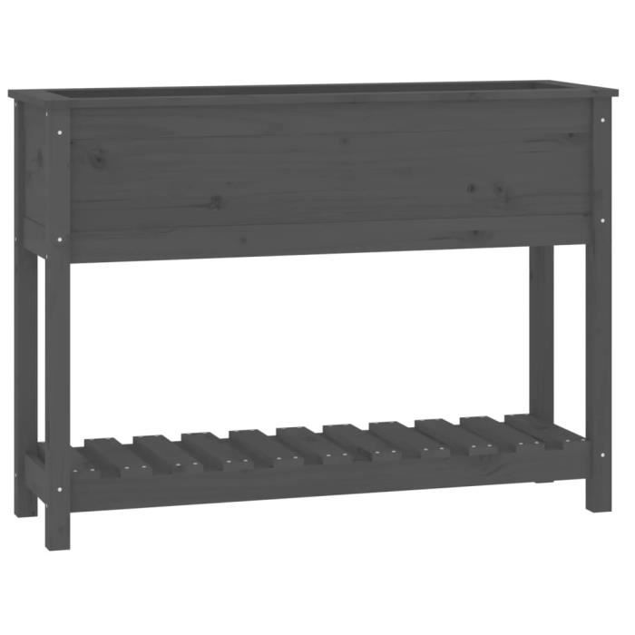 VidaXL Planter with Shelf Grey 111.5x34.5x81cm Solid Pine Wood 823768