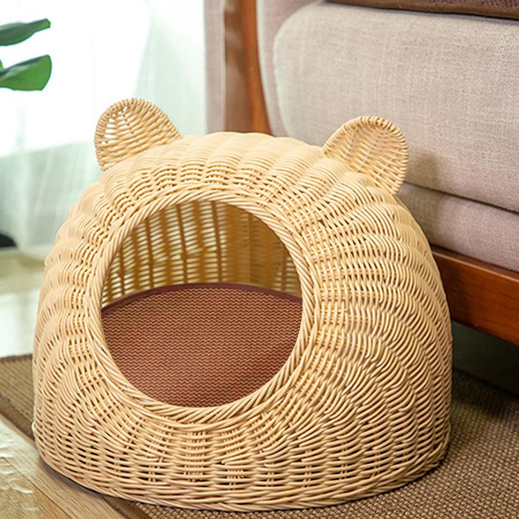 Cat Sleeping Bed Dog Nest Semi-Enclosed Washable Handmade Lightweight Round Pet for