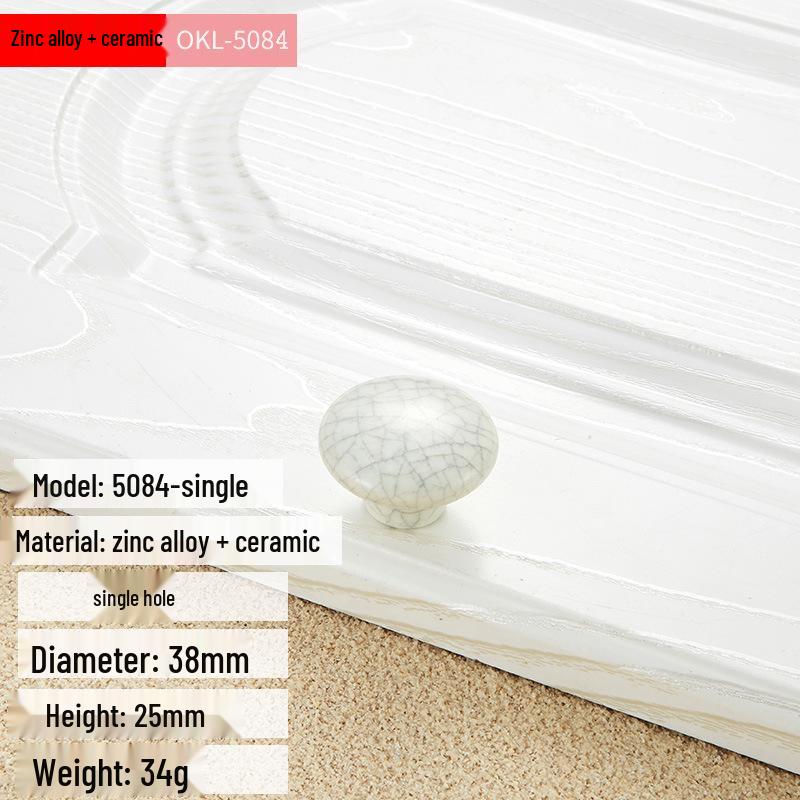 Oukali European Antique Green Bronze Ceramic Crack Handle for Kitchen Cabinet and Furniture Drawer