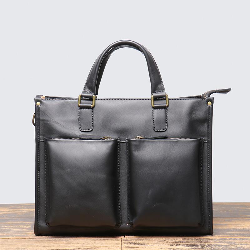 Vintage Men's Real Leather Handbag Top Layer Cowhide Lightweight Briefcase Work Commuting Briefcase Women's Crossbody Bag
