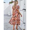 Women's Dresses Summer Foreign Trade Leisure Holiday Printed High-waisted Dresses