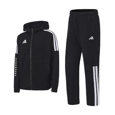 Taekwondo 3-Stripes Classic Retro Straight Leg Long Pants Hoodie Two-Piece Casual Sports Set Unisex Sets CLTR02JTK-BW+CLTR02PTK-BW