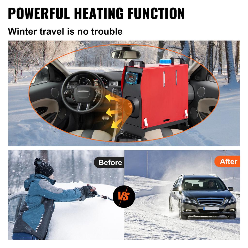SucceBuy 8KW 12V Car Heater Diesel Air Heater All in One with Silencer for Car Trailer RV Various Diesel Vehicle Parking Heater