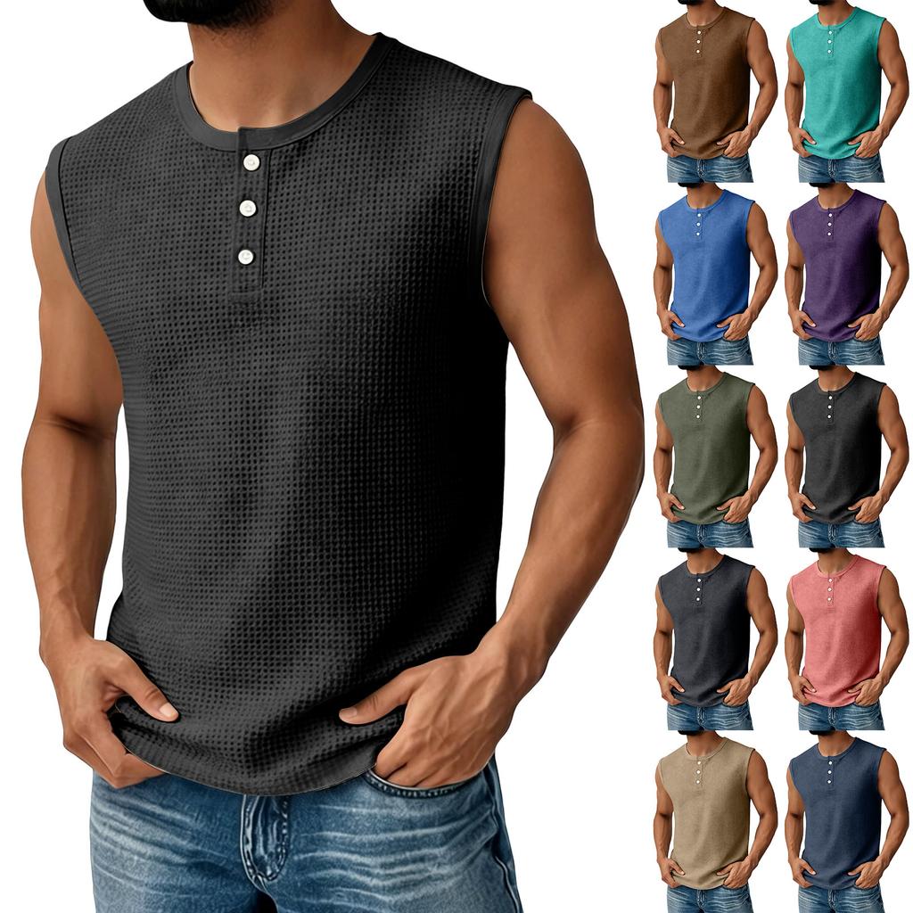 Men's Sleeveless Pocket Vest Men's Casual Fashion Sports Sleeveless Vest