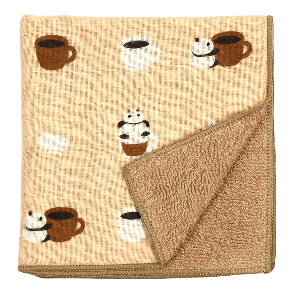 Hamamonyo Japanese Towel Panda Cappuccino Beige Semi-Wash (Towel Handkerchief)
