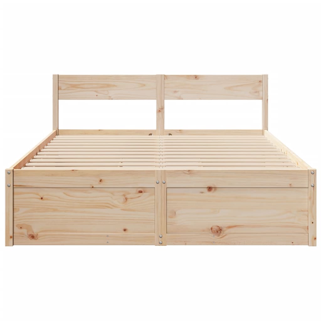 Solid Wood Bed Frame without Mattress 150 x 200 cm Pine Wood