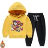 New Style Velvet-Enhanced Hooded Sweatshirt Two-Piece Set for Boys and Girls - Thick Warm Clothing for Autumn and Winter