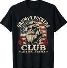 Grumpy F*ckers Club Lifetime Member Funny Sarcastic USA Flag T-Shirt XL